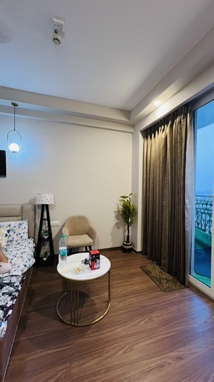 Living space with marble table
